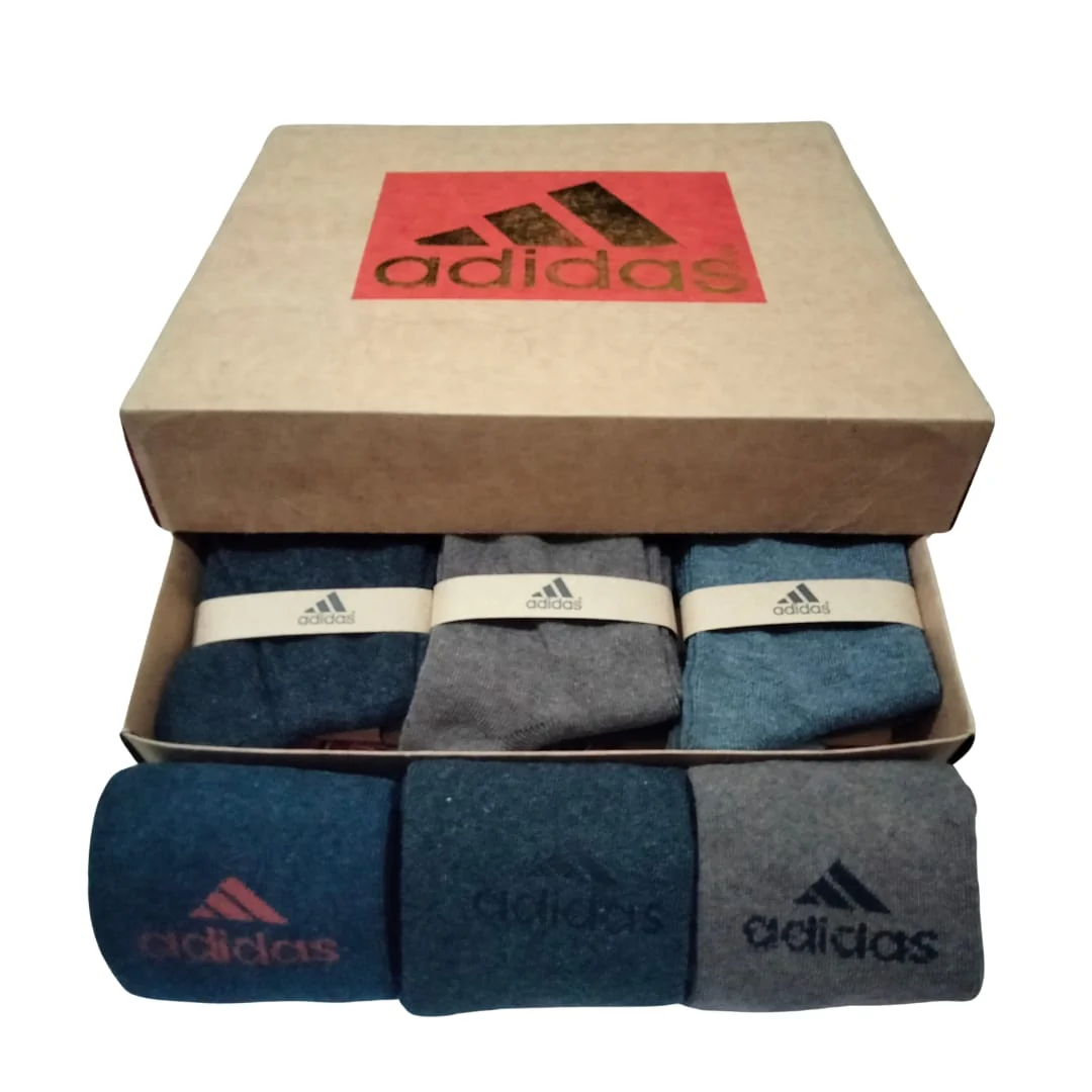 Adidas Long Cotton Winter Socks-MIX Colors (3 Pairs) - Image 3