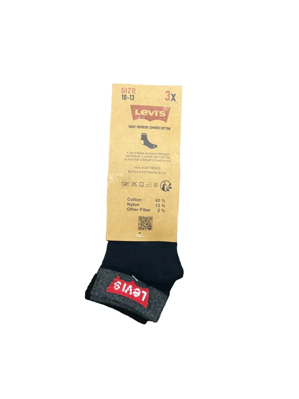 Branded Levi's  Cotton Ankle Socks (Pack Of 3 Pairs) - Image 3